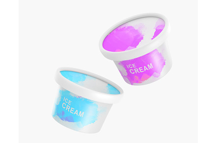 Ice cream buckets with closed lids, a Food & Drink 3D Model by Marozhkastudio