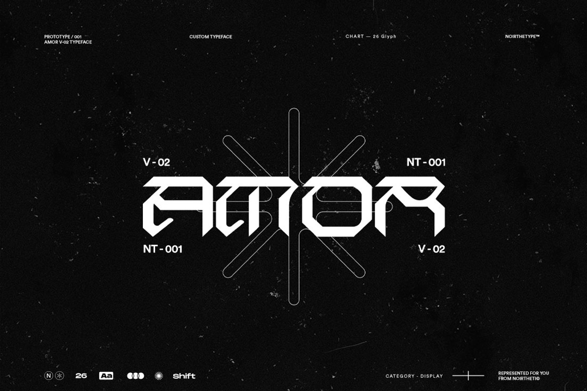 AMOR V-02, a Font by Noirthetic (Photo 1 of 8)