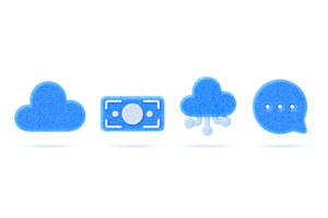 3d set of blue fur fluffy ui icon, a Technology Illustration by Marozhkastudio