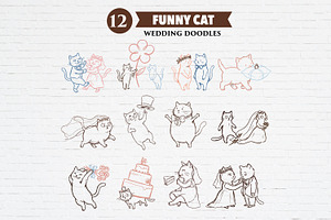 Cute Cat Wedding Doodles Bundle, an Animal Illustration by Guavanaboy
