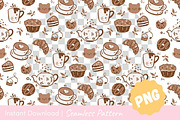Cozy Cat Tea Time Seamless Pattern, a Pattern Graphic by CpSnowy (Thumbnail 2 of 5)