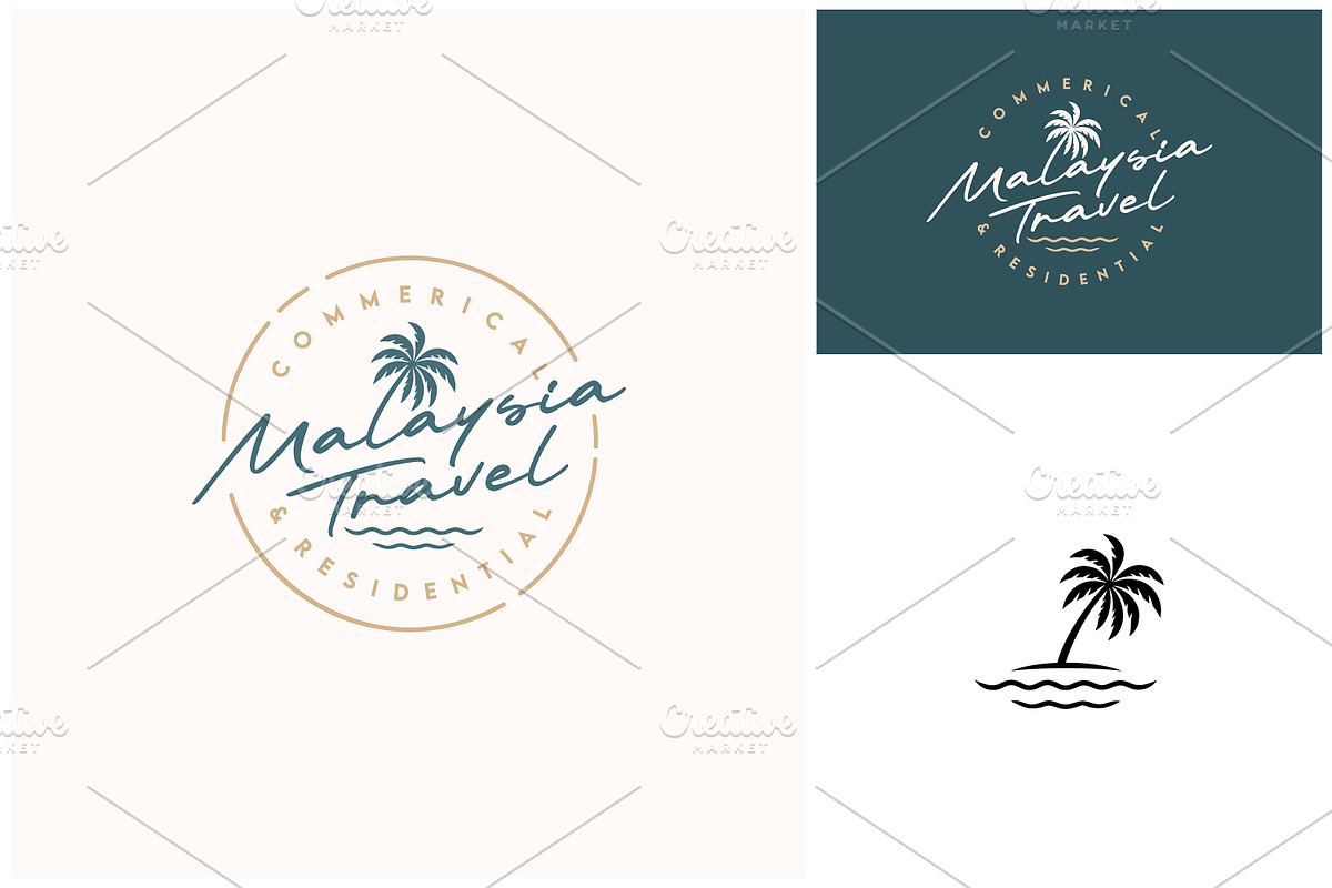 Coconut Palm Tree sea wave logo, a Branding & Logo Template by Enola99d