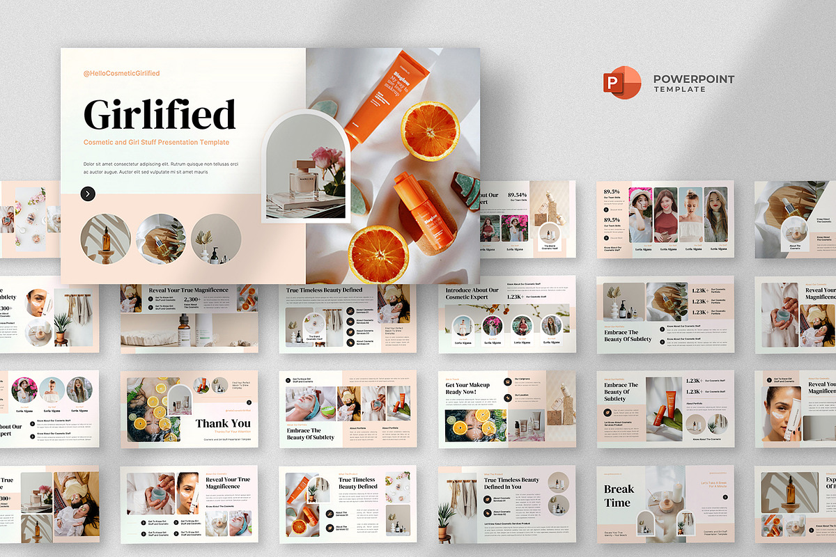 Beauty Cosmetic Powerpoint Template, a Presentation Template by fluffstudio (Photo 1 of 4)
