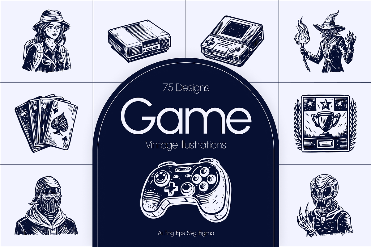 Vintage Game Illustration Set, a Technology Illustration by Prosymbols (Photo 1 of 8)
