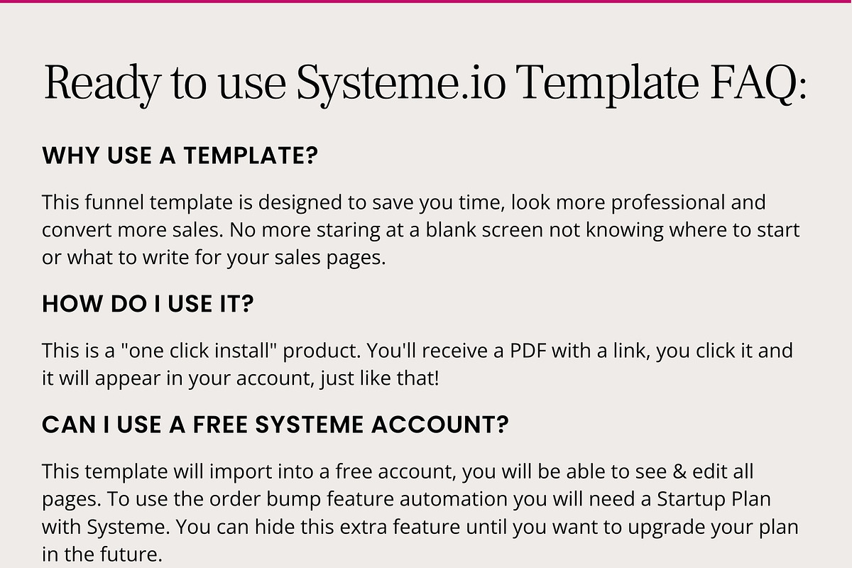 Systeme.io Bold Magenta Mini Offer, a Landing Page Template by Hayley's Digital Hub (Photo 8 of 11)