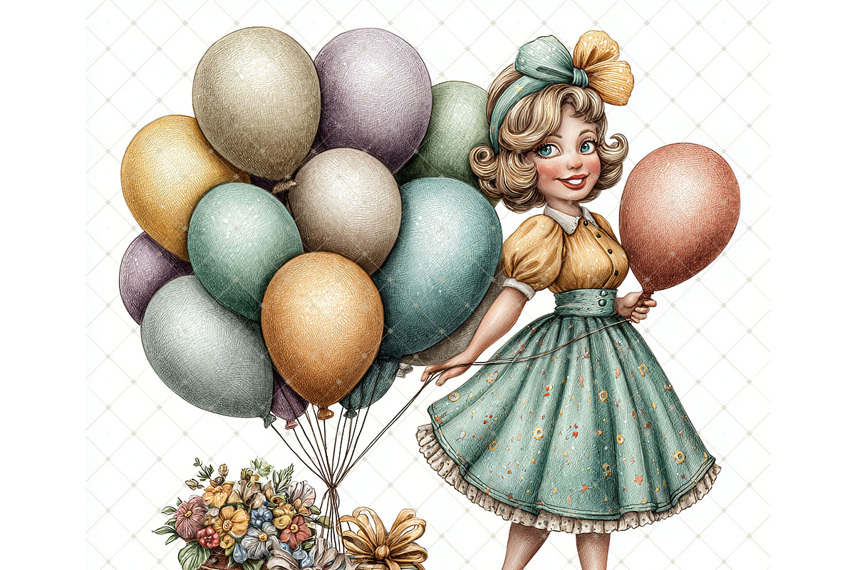 Balloon girl Clipart JPG, a Person Illustration by Memories By Lea (Photo 7 of 18)