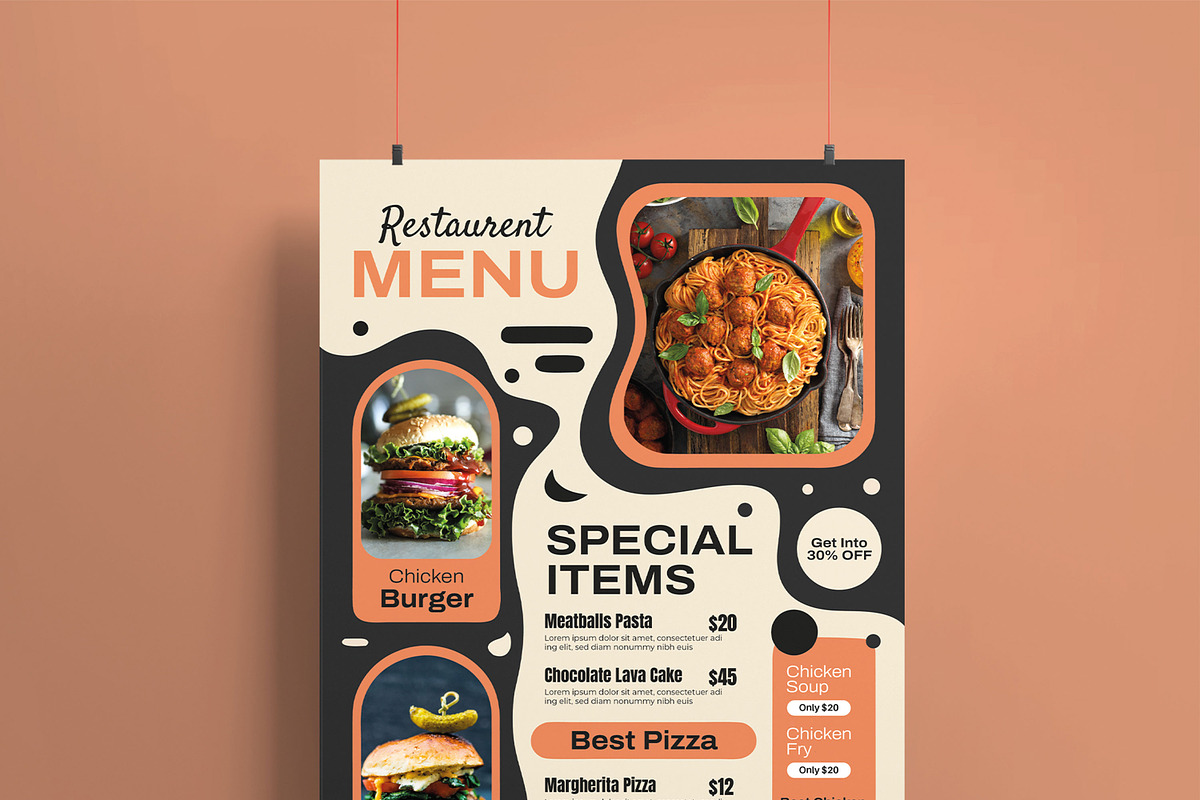 Food Menu Template, a Flyer Template by MightyDesign (Photo 2 of 8)