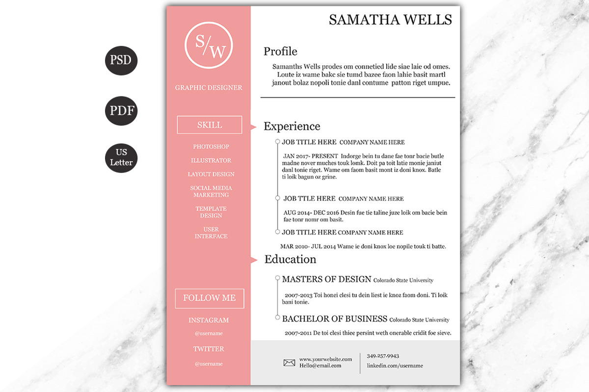 Pink Crush Resume, a Resume Template by Jo-Lou Design (Photo 1 of 3)