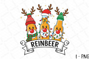 Merry Christmas Reinbeer Beers Png, an Illustration by DreamPrint404