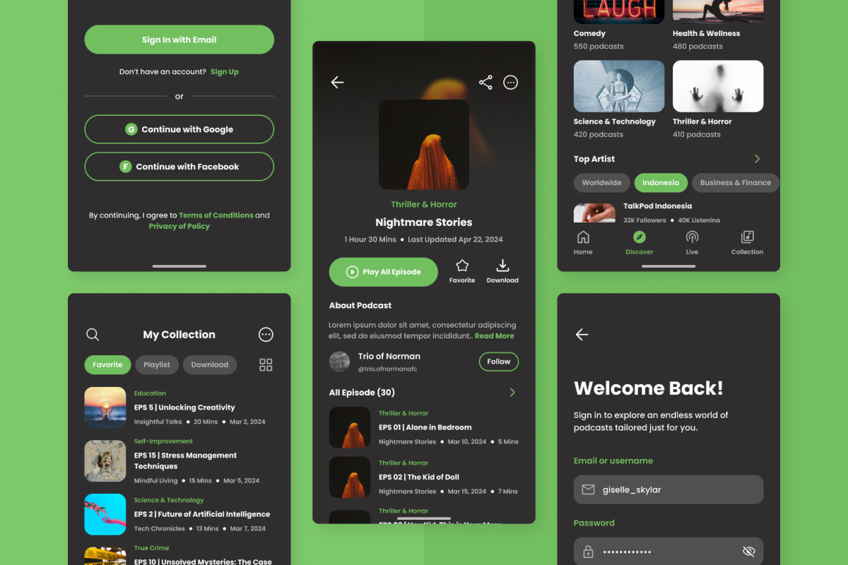 Audiofy - Podcast Player Mobile App, an App Template by twinstd (Photo 4 of 5)