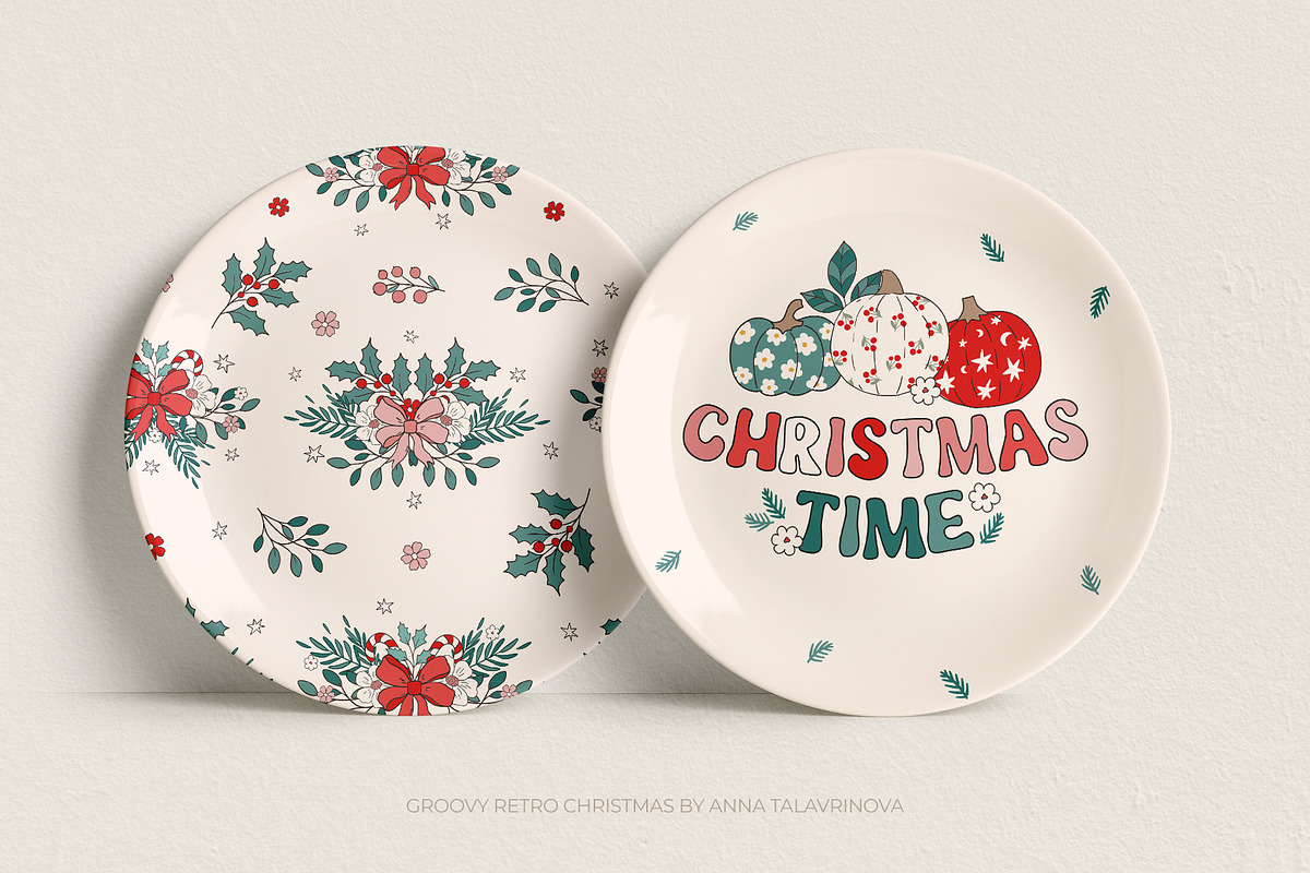 Retro Groovy Christmas, an Illustration by Cozy pattern shop (Photo 12 of 12)