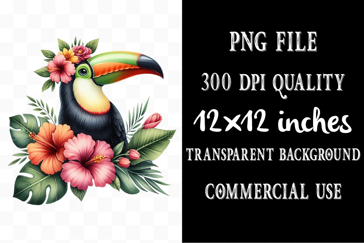 Watercolor toucan bird clipart, an Illustration by Designking (Photo 5 of 5)