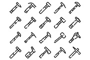 Collection of outline hammer tools, an Object Graphic by pikepicture (Thumbnail 2 of 3)