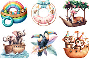 Cute Noah's Ark Watercolor Clip Art,, an Illustration by Designking (Thumbnail 3 of 4)