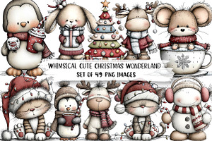 Whimsical Cute Christmas Wonderland, an Illustration by DreamPrint404