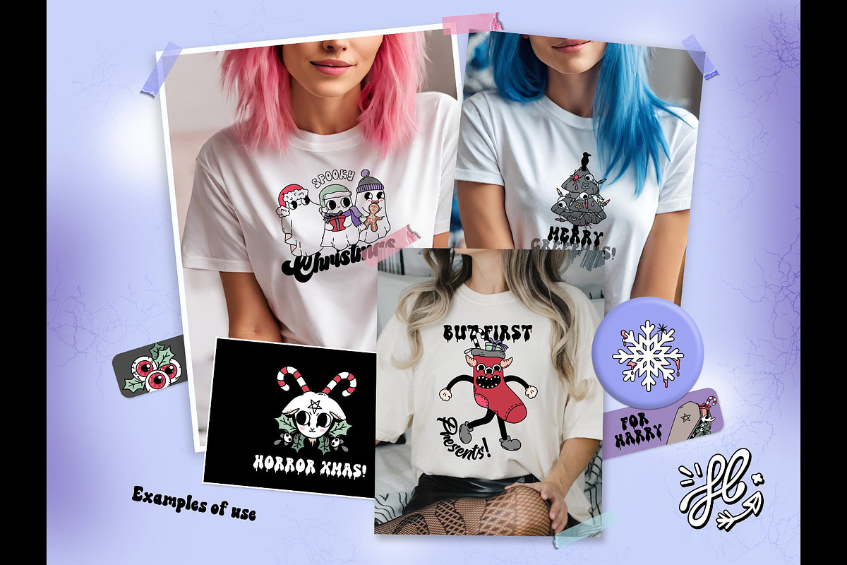 Merry Hexmas - Goth Christmas bundle, a Seasonal Illustration by Huxmay (Photo 6 of 7)
