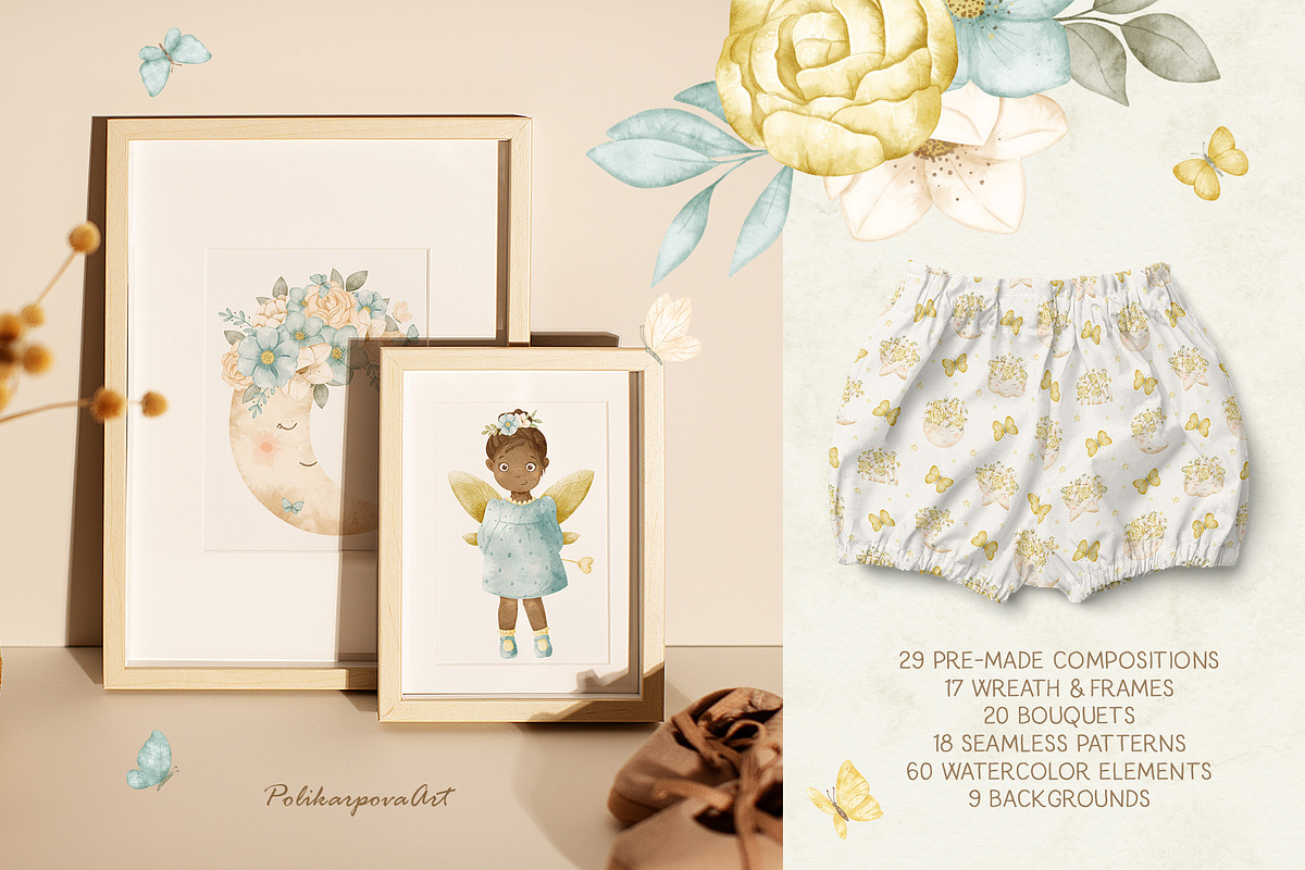 Watercolor FAIRY and flowers, an Illustration by polikarpovaart (Photo 2 of 15)