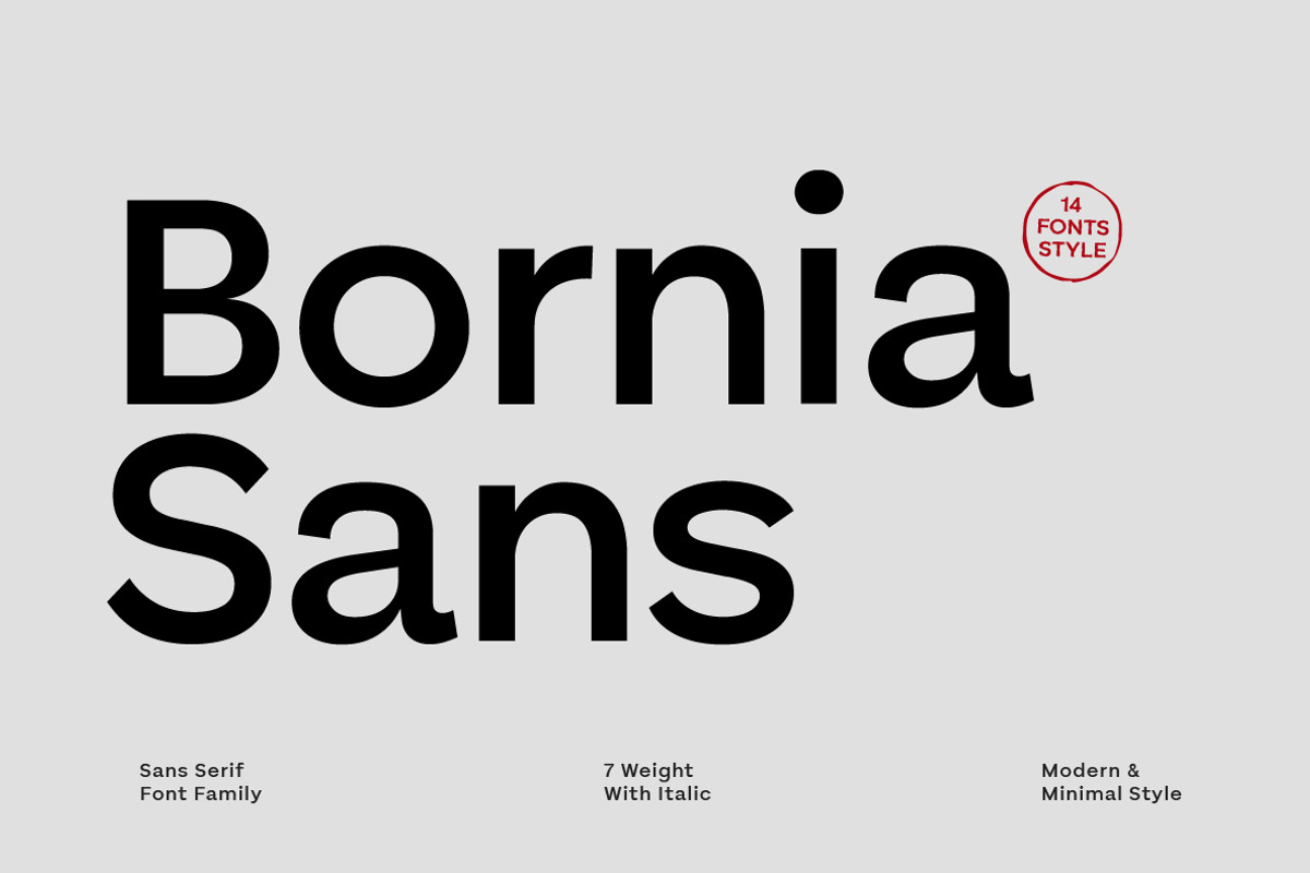 Bornia Sans Modern Minimal, a Sans Serif Font by Yukita Creative (Photo 1 of 9)