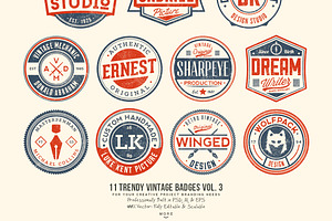 33 Trendy Vintage Badges Bundle Pack