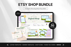 Etsy Shop Bundle Canva Templates, a Branding & Logo Template by DigiPax