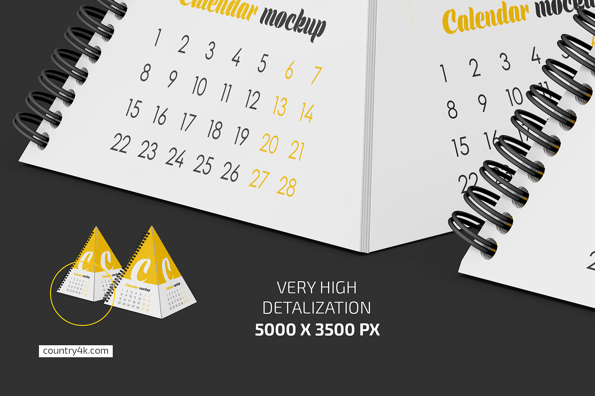 Spiral Pyramid Desk Calendar Mockup, a Print Template by Country4k (Photo 3 of 4)