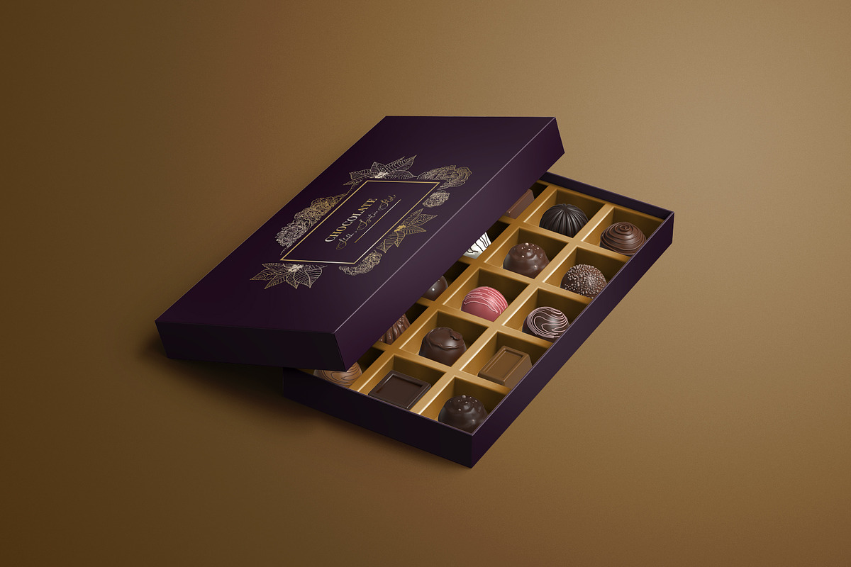 Luxury Chocolate Truffle Box Mockup, a Packaging Mockup by Sheikhadesign (Photo 10 of 12)