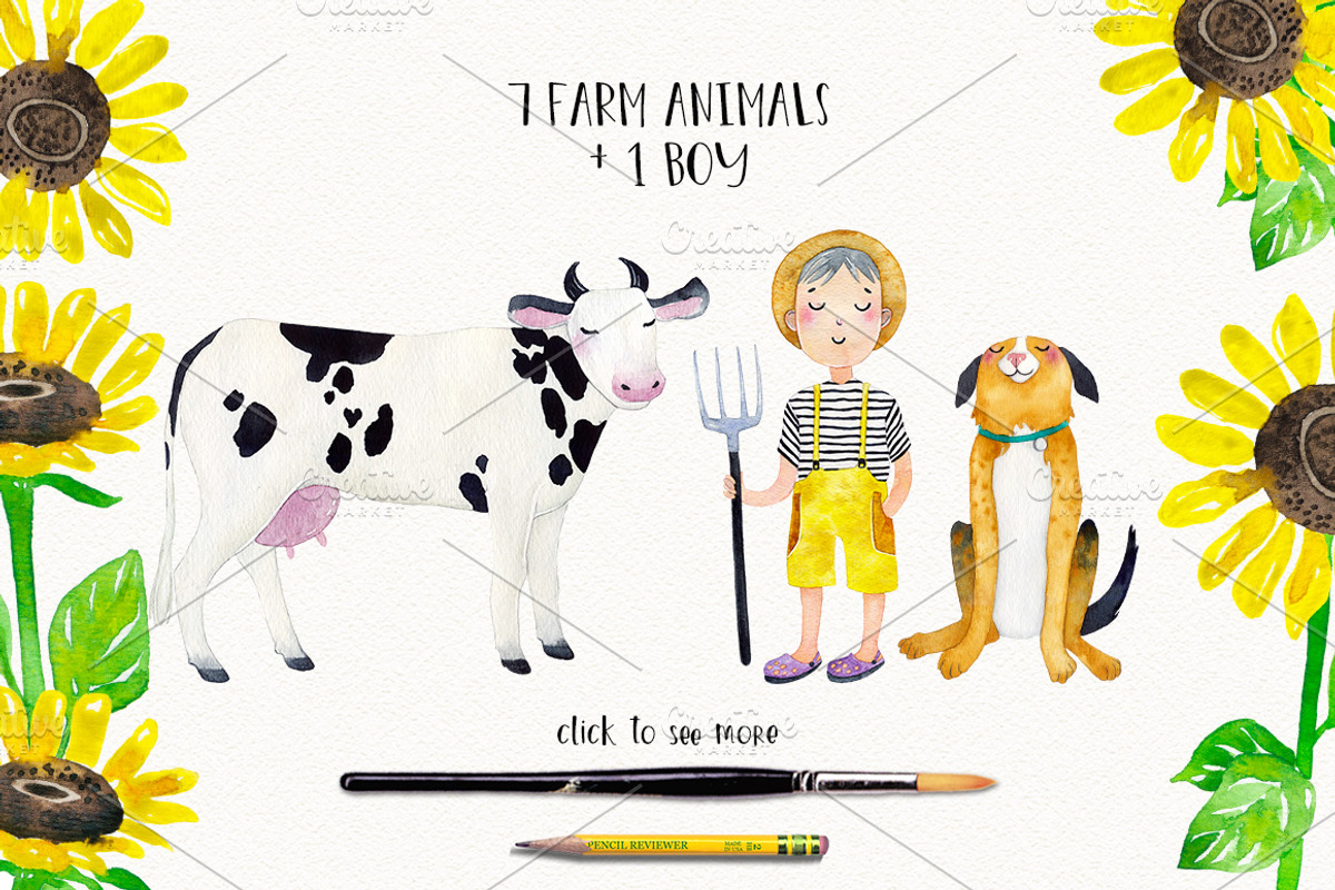 FARM ANIMALS watercolor set PART 2, an Animal Illustration by Natali Smolova (Photo 2 of 7)
