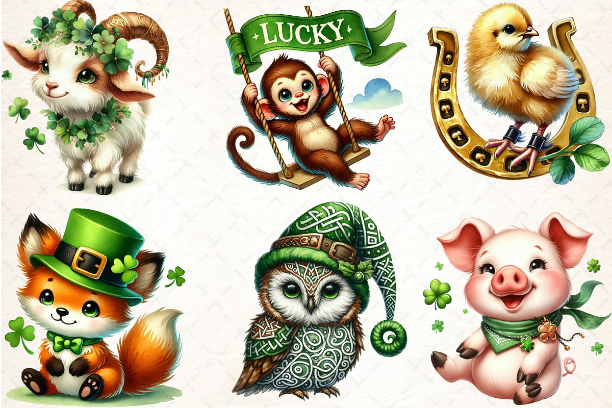 St.Patrick's Day Animals Clipart Bun, an Illustration by DreamCafeArt (Photo 2 of 3)