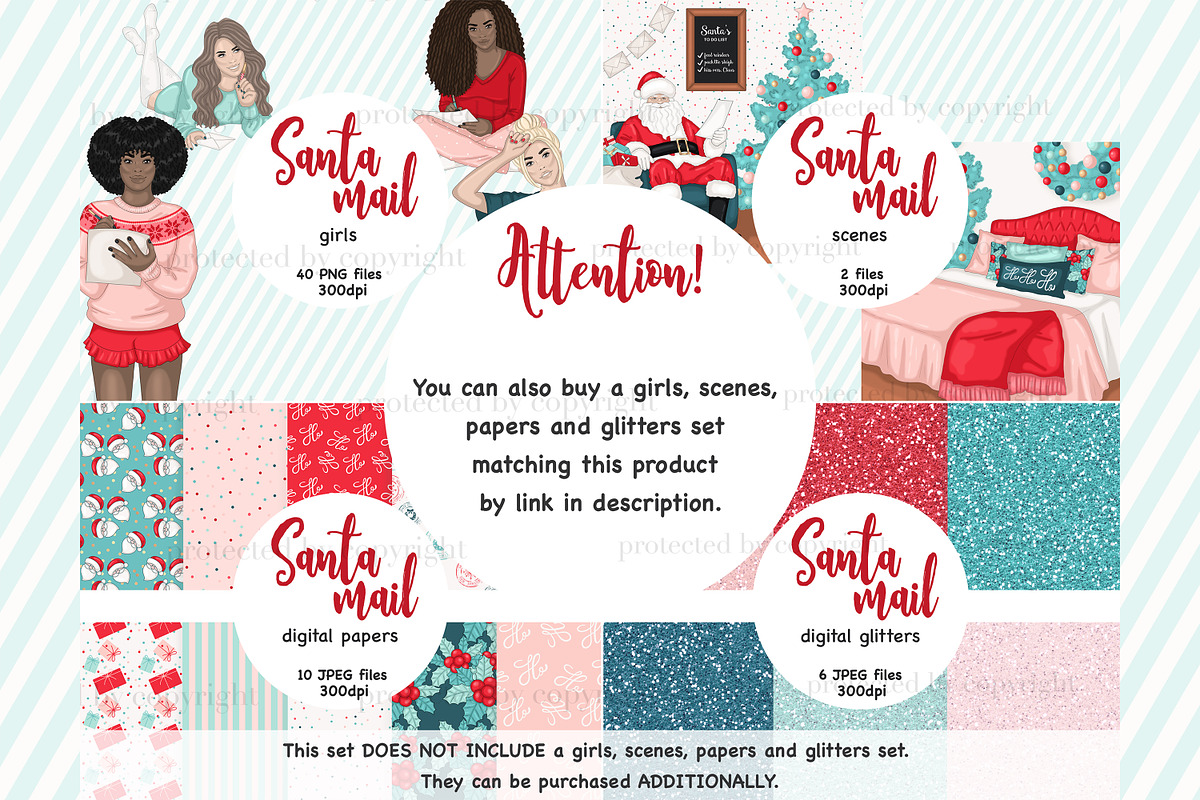 Santa Mail Cliparts, an Illustration by GlamArtZhanna (Photo 3 of 3)