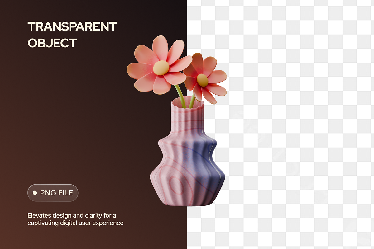 3D Vase & Flowers Illustration, an Object Graphic by Illustrava (Photo 2 of 7)