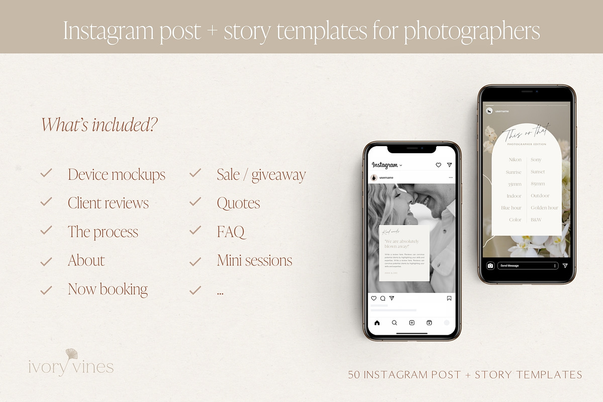 Neutral photography Instagram bundle, a Social Media Template by Wonderlik Webdesign (Photo 7 of 11)
