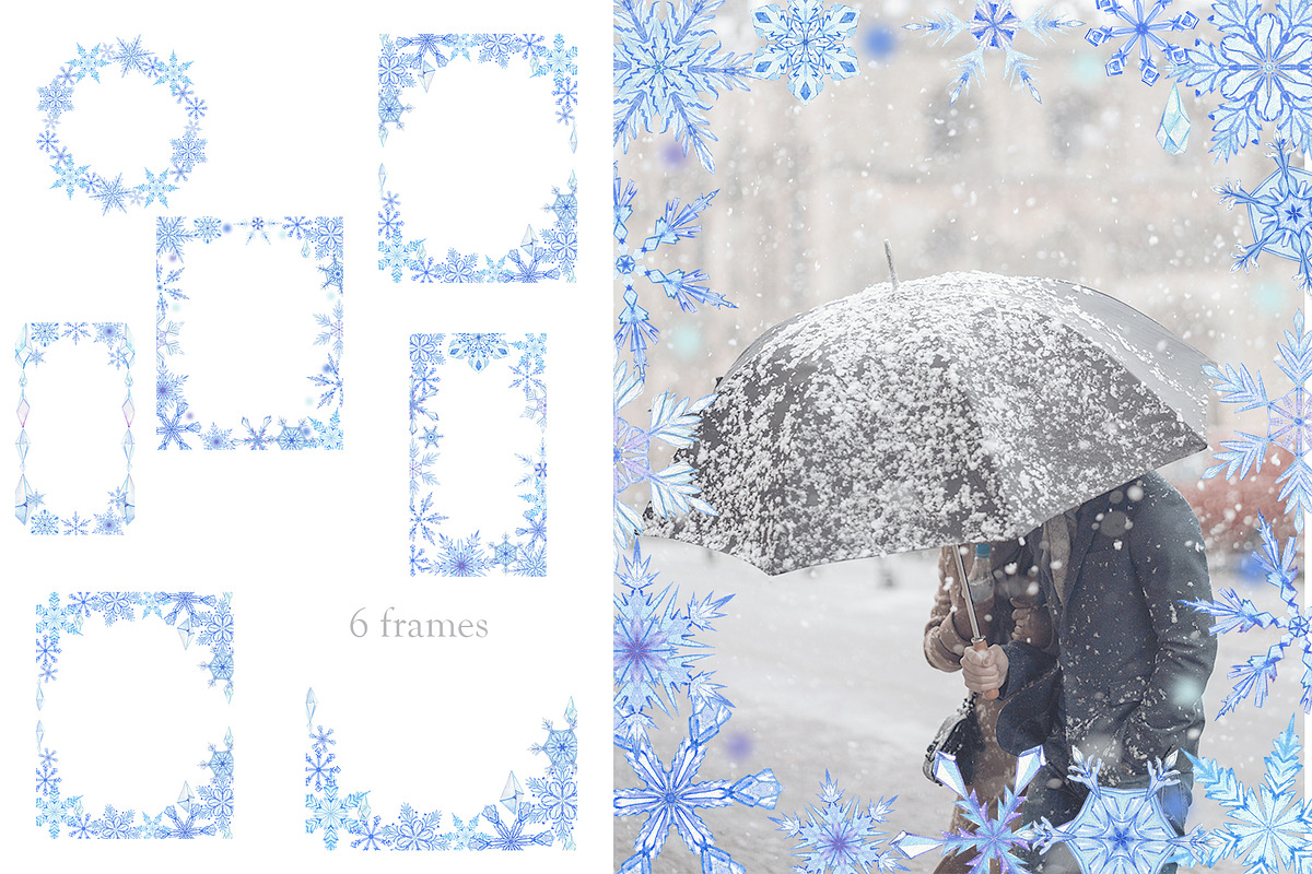 Snowflakes. Watercolor clipart, an Illustration by Love Watercolor Store (Photo 3 of 7)