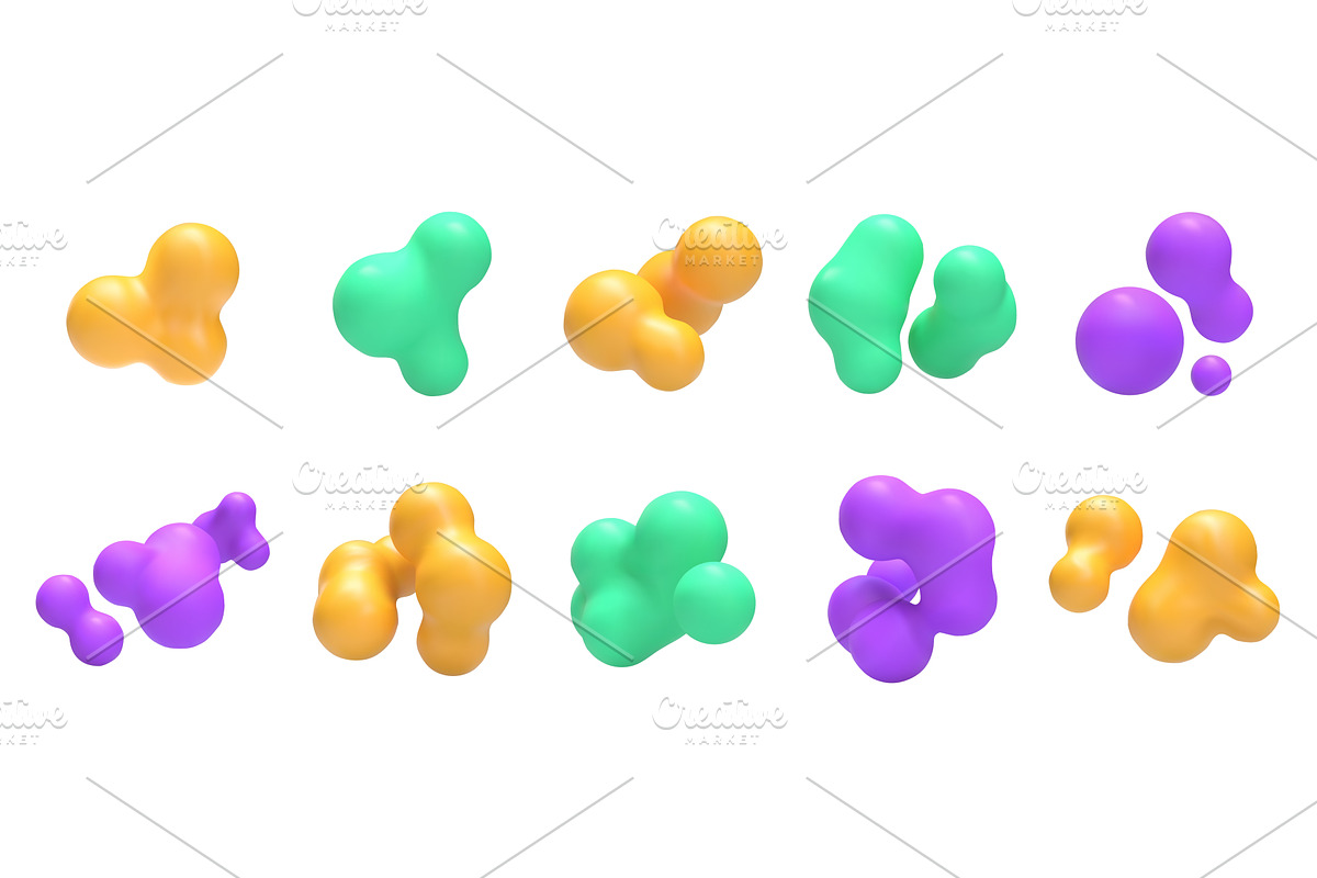 Liquid 3D blob shapes. Abstract, an Illustration by winwin.art
