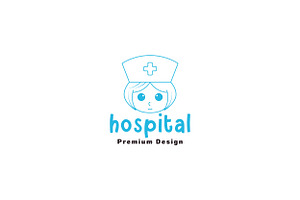 Nurse Cute Lines Cartoon Logo