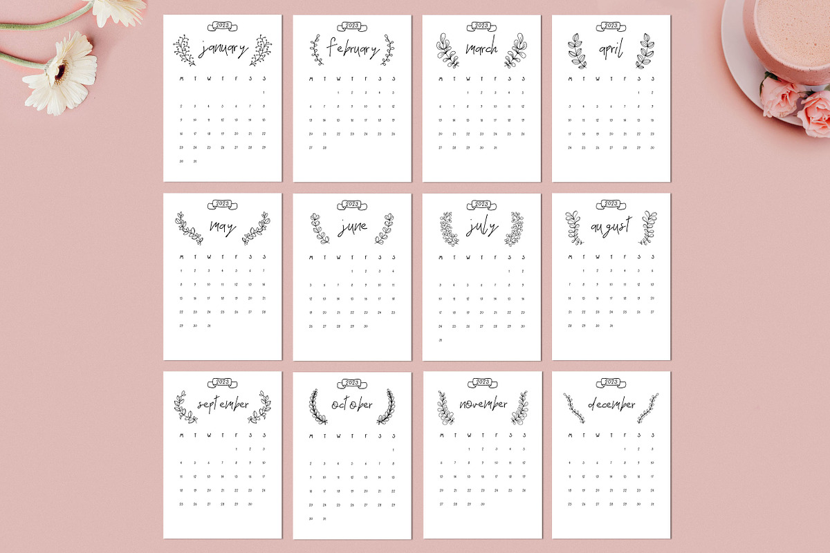 Calendar 2023 A4 Monday Start, a Stationery Template by ZoollGraphics (Photo 2 of 2)