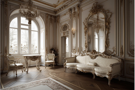 Baroque interior luxury. Generate Ai, an Architecture Photo by Ylivdesign