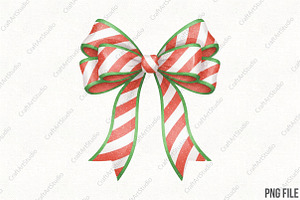 Christmas Coquette Bow PNG, an Illustration by CraftArtStudio