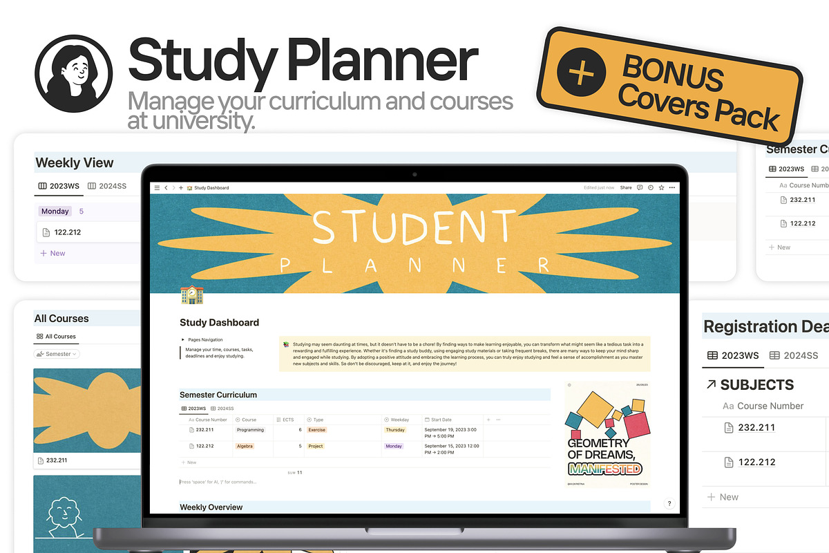Study Planner Notion Template, a Templates & Theme by KristinaK3 (Photo 1 of 2)