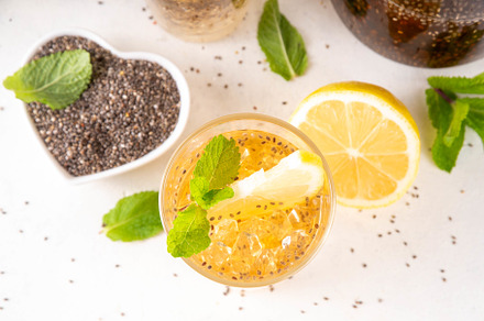 Iced chia seeds tea or lemonade