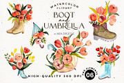 Flower Planter, Rain Boot, Umbrella, an Illustration by Mia Digital (Thumbnail 1 of 6)