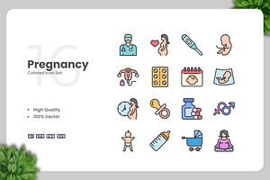 Pregnancy Colored Icons, an Icon by Upnowgraphic