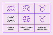 Astrology Symbols | Line Icon Set, an Outline Icon by Abstracto-Create (Thumbnail 2 of 7)
