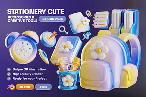 Stationery Cute 3D Icon Pack, an Object 3D Model by Haps Space