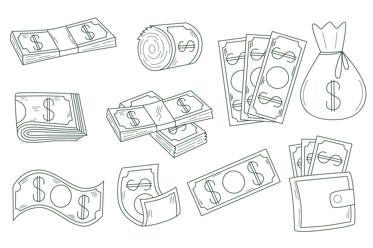 Line illustrations on theme of cash, a Finance Illustration by Tati_Kli (Photo 1 of 4)