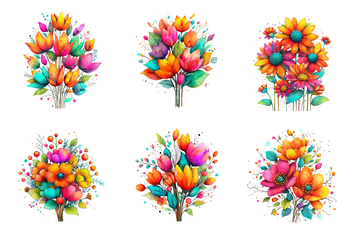 Whimsical spring daffodil flowers, an Illustration by SinaCreation (Photo 4 of 11)