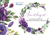 Purple Floral Wreaths & Frames, an Illustration by Graphic Blue Bird (Thumbnail 1 of 6)