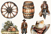 Watercolor Cowboy Clipart Bundle, a Person Illustration by BusyDaydesign (Thumbnail 6 of 9)