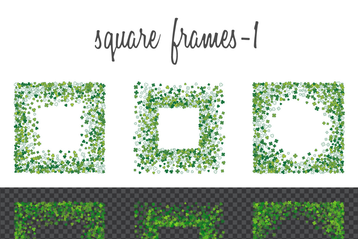 Green clover frames and borders, a Pattern Graphic by ekmelica (Photo 3 of 11)