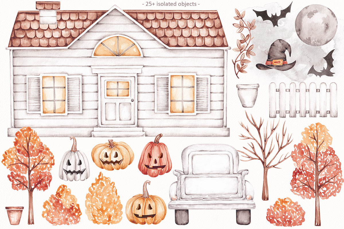 Watercolor Clipart Autumn Spirit, a Seasonal Illustration by SirenaArt (Photo 3 of 8)
