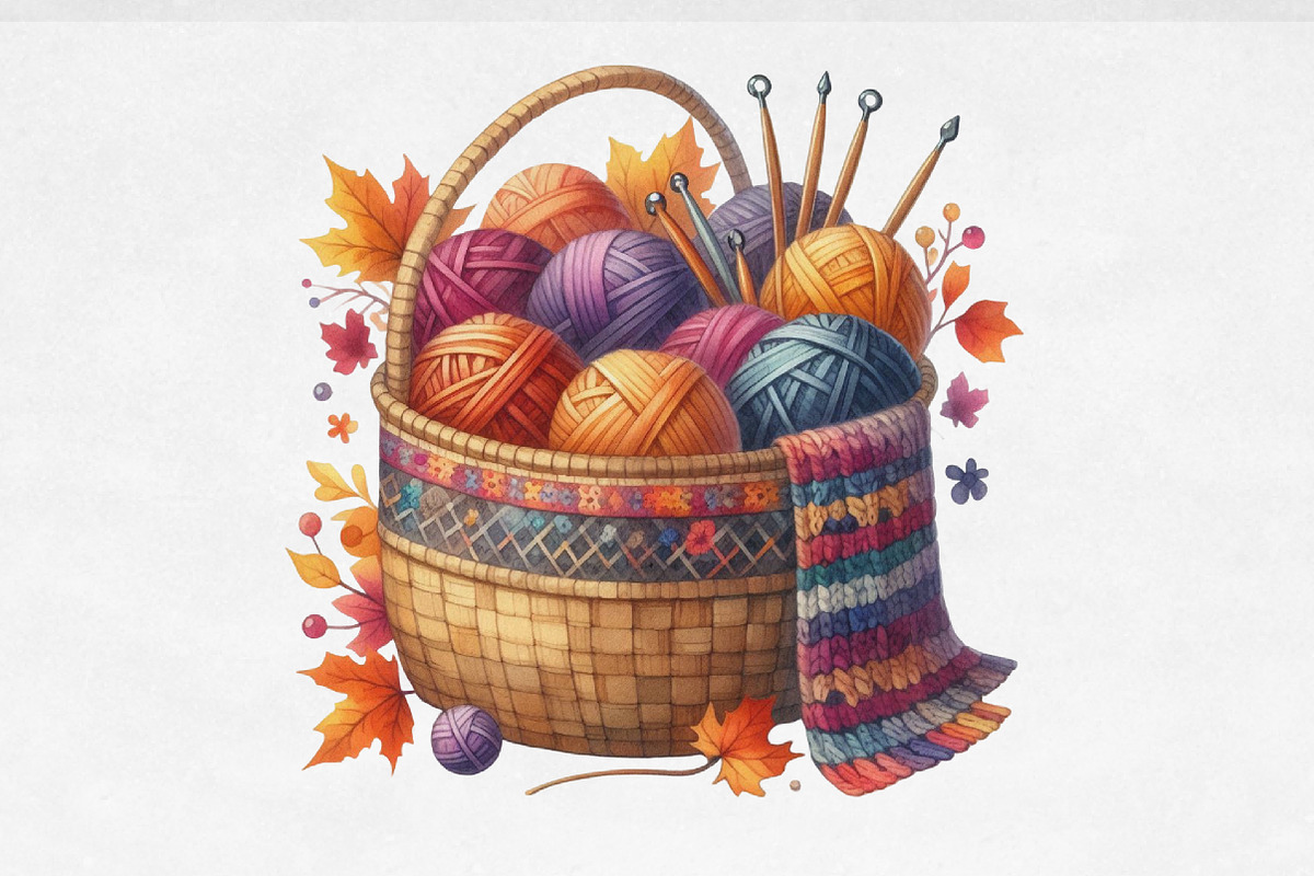 Crochet Autumn Sublimation Clipart, an Illustration by Designking (Photo 4 of 4)